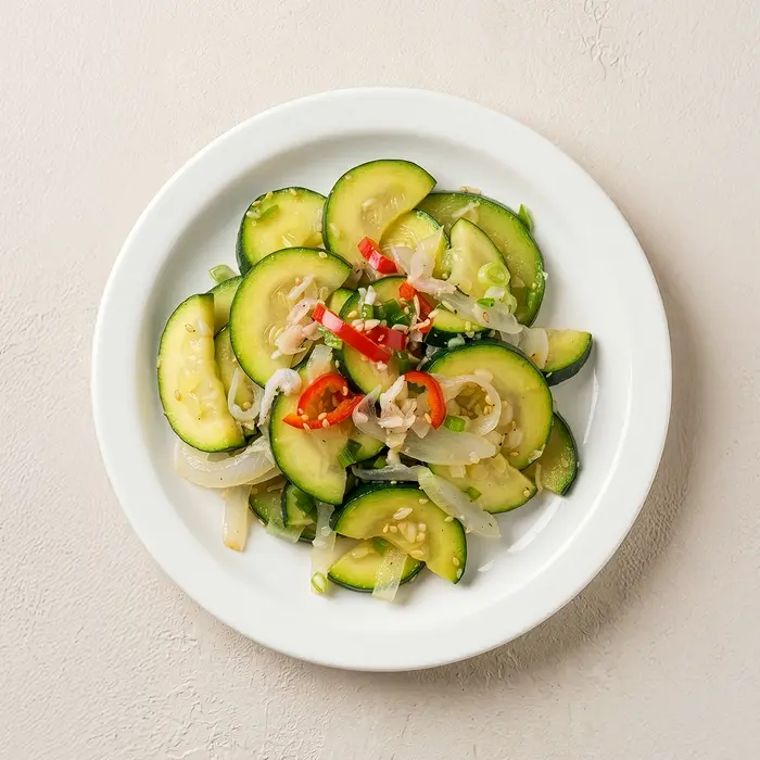 Aehobak-bokkeum – Stir-Fried Zucchini with Salted Shrimp