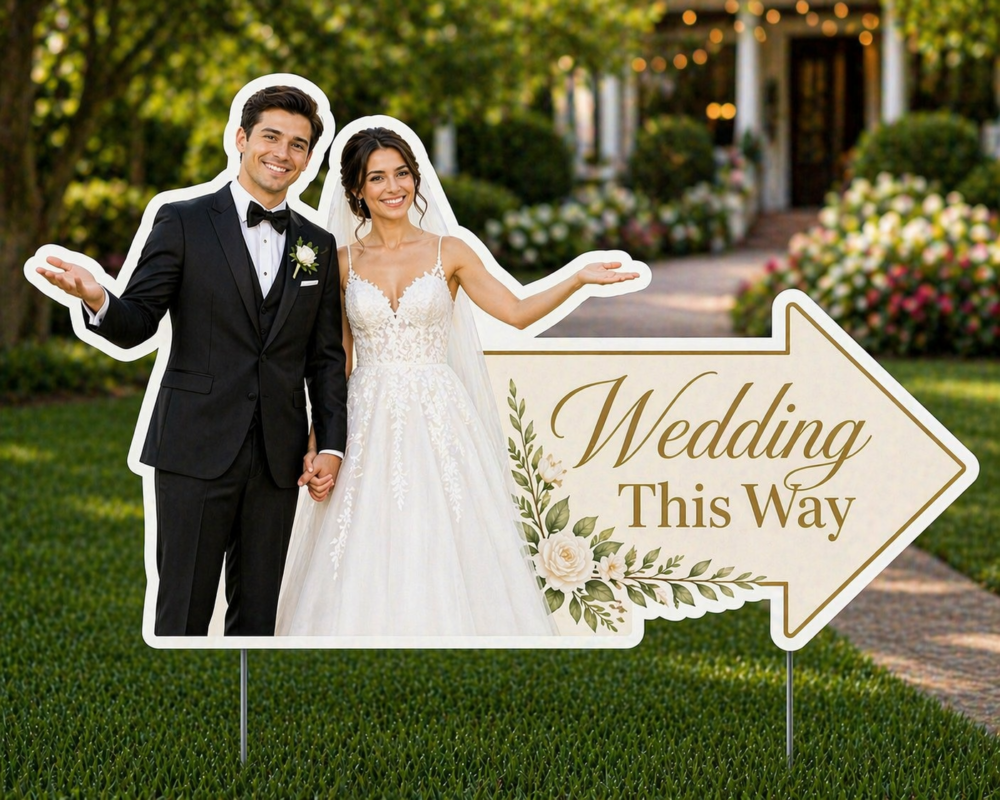 Wedding Yard Signs with Photo Cutout
