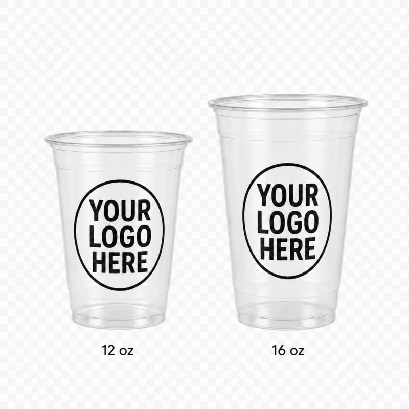 Custom Clear Plastic Cups 12 oz – 1-Color Printing