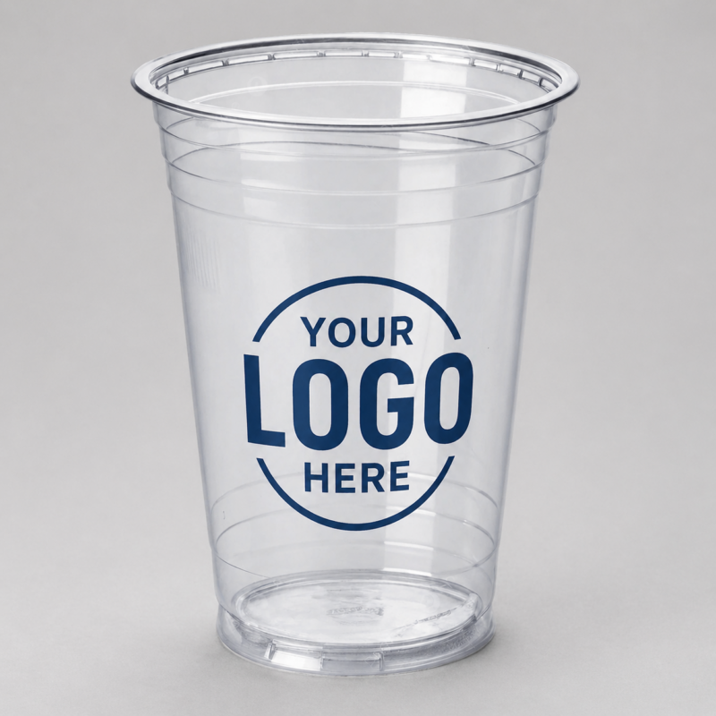 Custom Clear Plastic Cups 16oz – 1-Color Printing