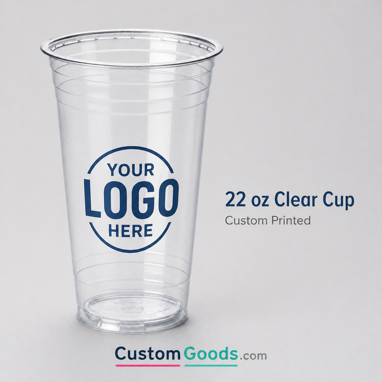 Custom Clear Plastic Cups 22oz – 1-Color Printing