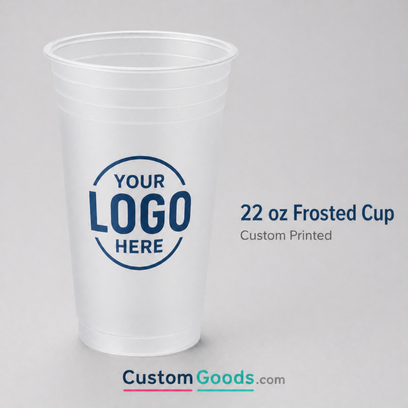 Custom Frosted Plastic Cups 22oz – 1-Color Printing