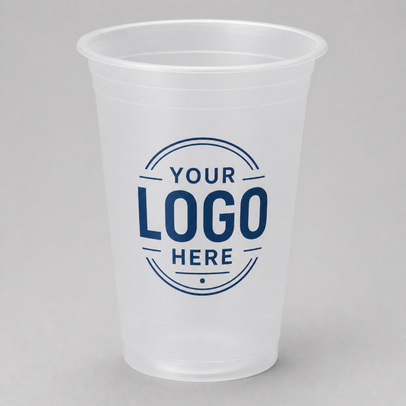 Custom Frosted Plastic Cups 16oz – 1-Color Printing