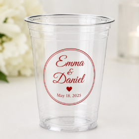 Custom Wedding Clear Plastic Cups – 1-Color Printing — image 1