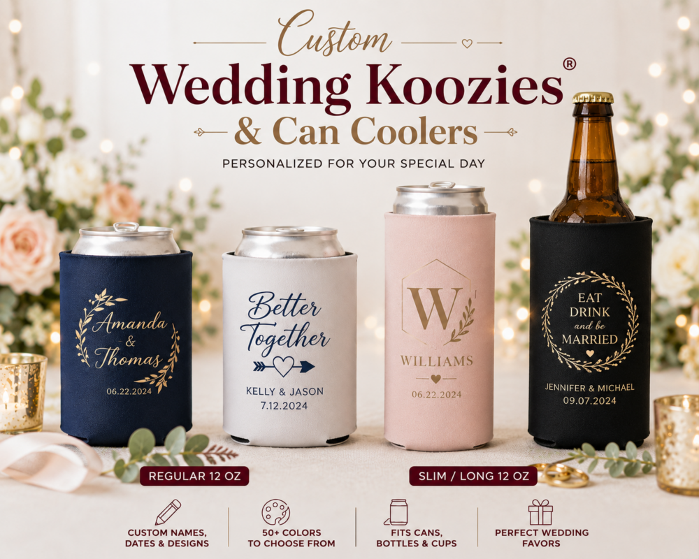 Custom Wedding Koozies & Can Coolers