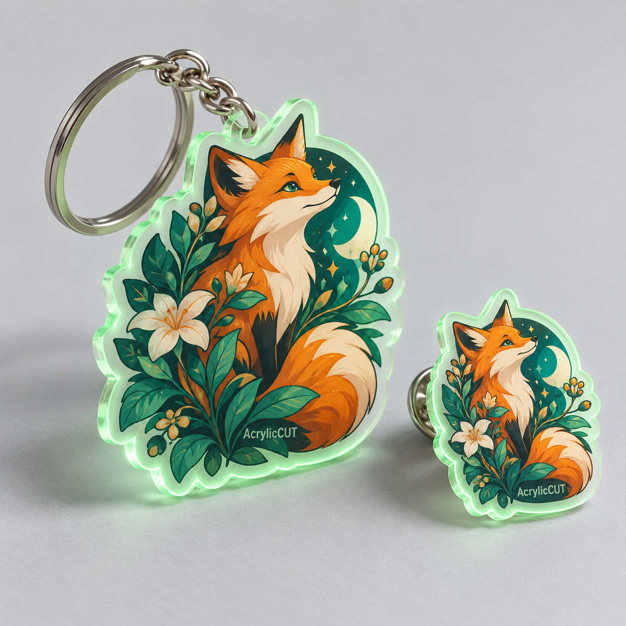 3" Glow-in-the-Dark Acrylic Pins & Keychains