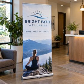 Retractable Banner Display with Stand- 31" x 79" — image 1