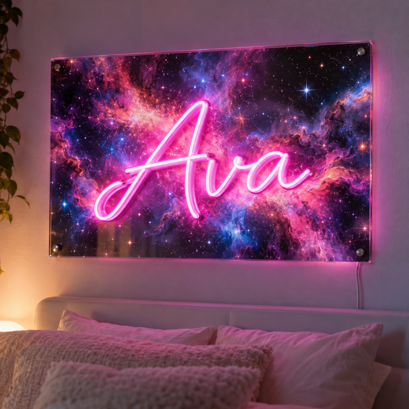 Printed Background with Neon Name