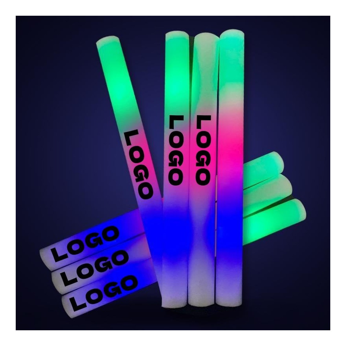 Custom 360° Full-Color Printed LED Foam Sticks