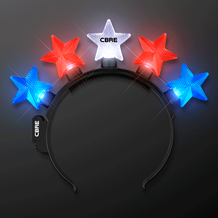Custom Red White Blue LED Star Headbands
