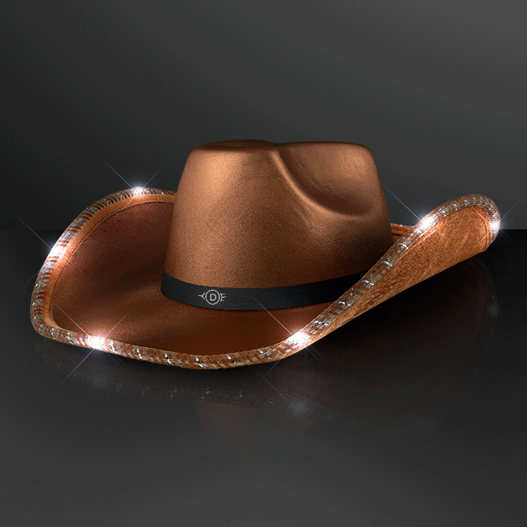 Custom Brown Shimmer LED Cowboy Hats