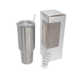 Custom Large Fan Straw Tumbler - 40 oz - Stainless Finish — image 1