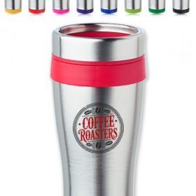 Custom Color-Accent Fan Tumbler - 16 oz - Stainless Exterior, Plastic Interior — image 1