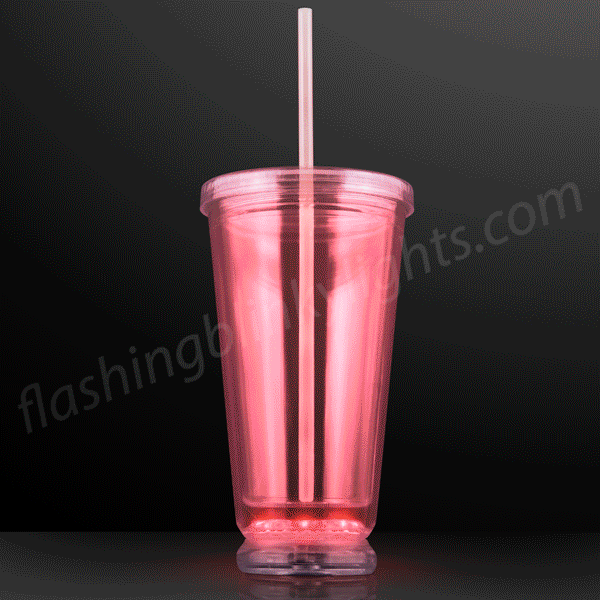 Custom Multicolor LED Fan Straw Tumbler - 18 oz
