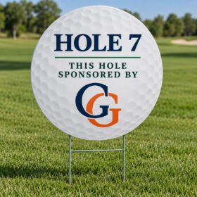 Custom Golf Ball-Shaped Hole Sponsor Yard Signs — image 1