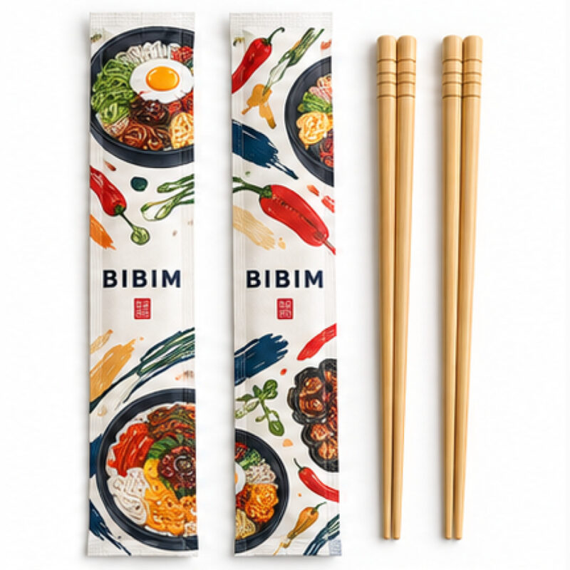 Bamboo Chopsticks with Full-Color Custom Sleeves