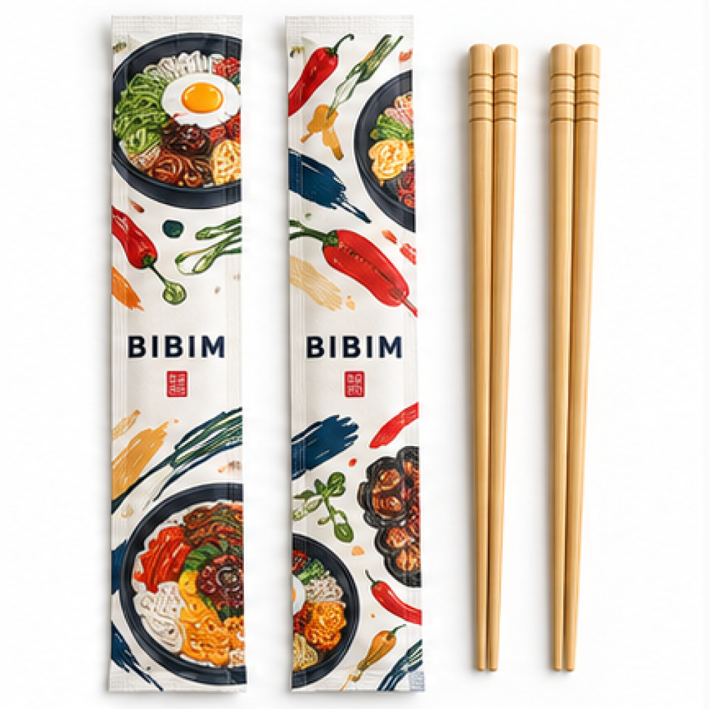 Bamboo Chopsticks with Full-Color Custom Sleeves