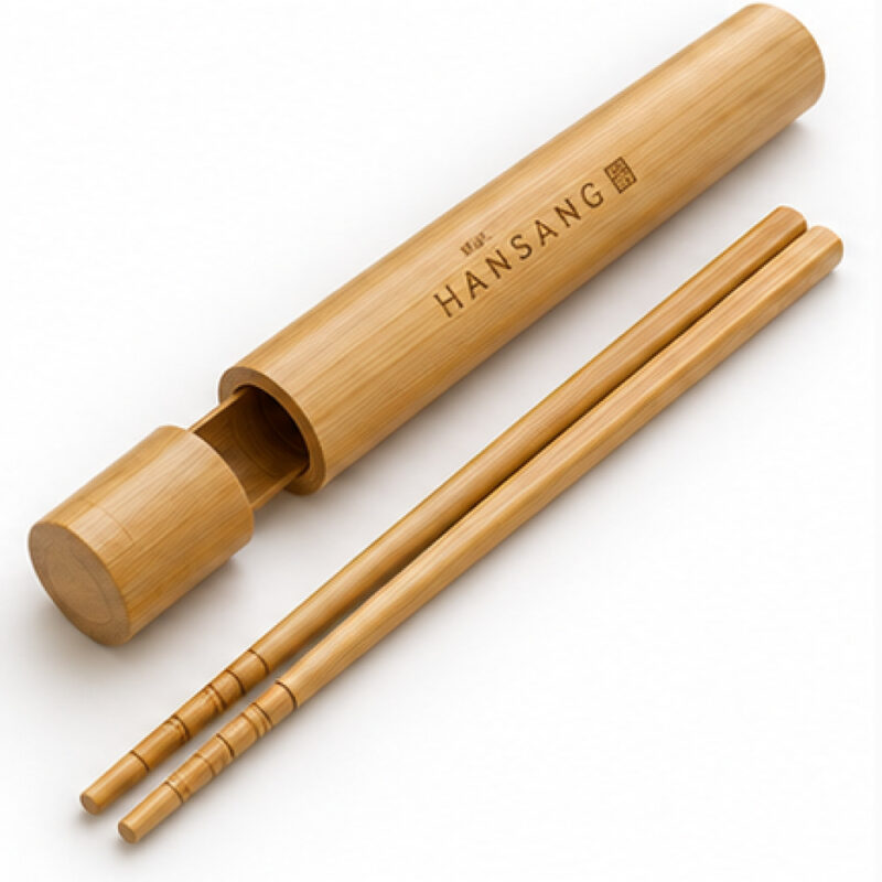 Engraved Bamboo Chopsticks and Bamboo Case Set