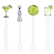 Custom Logo and Illustrated Acrylic Drink Stirrers - 8 Inch