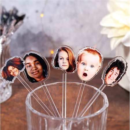 Custom Photo Face Drink Stirrers - 8 Inch Acrylic Cocktail Sticks — image 3