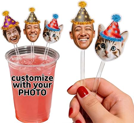 Custom Photo Face Drink Stirrers - 8 Inch Acrylic Cocktail Sticks — image 4