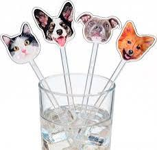 Custom Pet Photo Drink Stirrers - Cat and Dog Acrylic Swizzle Sticks — image 2