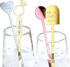 Custom Wedding and Monogram Acrylic Drink Stirrers - 8 Inch